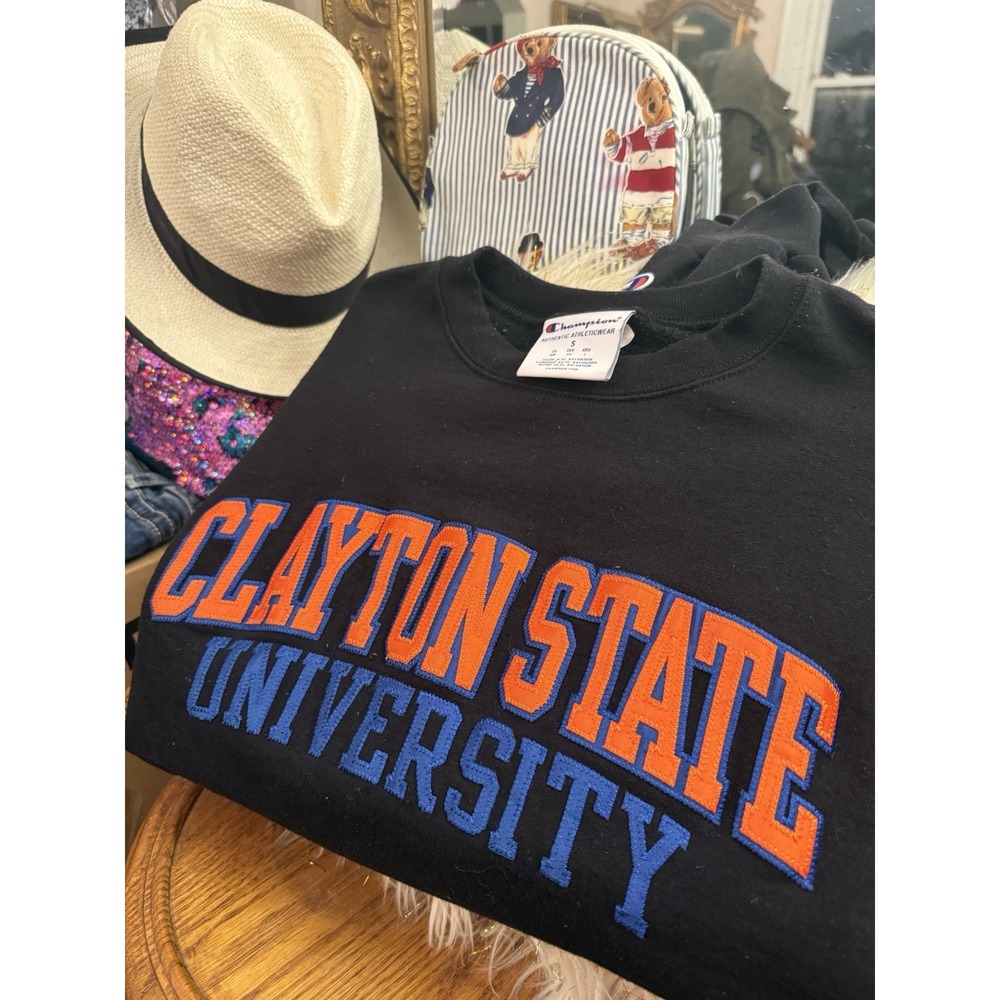 Champion Sweatshirt Mens Size L Black Clayton State University Embroidered 19/25